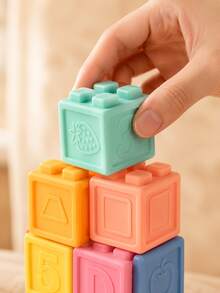 MINKOJA Cute Building Blocks With Embossed Shape Patterns, Birthday Gift For Home Play, Collectible Desk Toy, Car Decor & Travel Toy - Multicolor - View 6