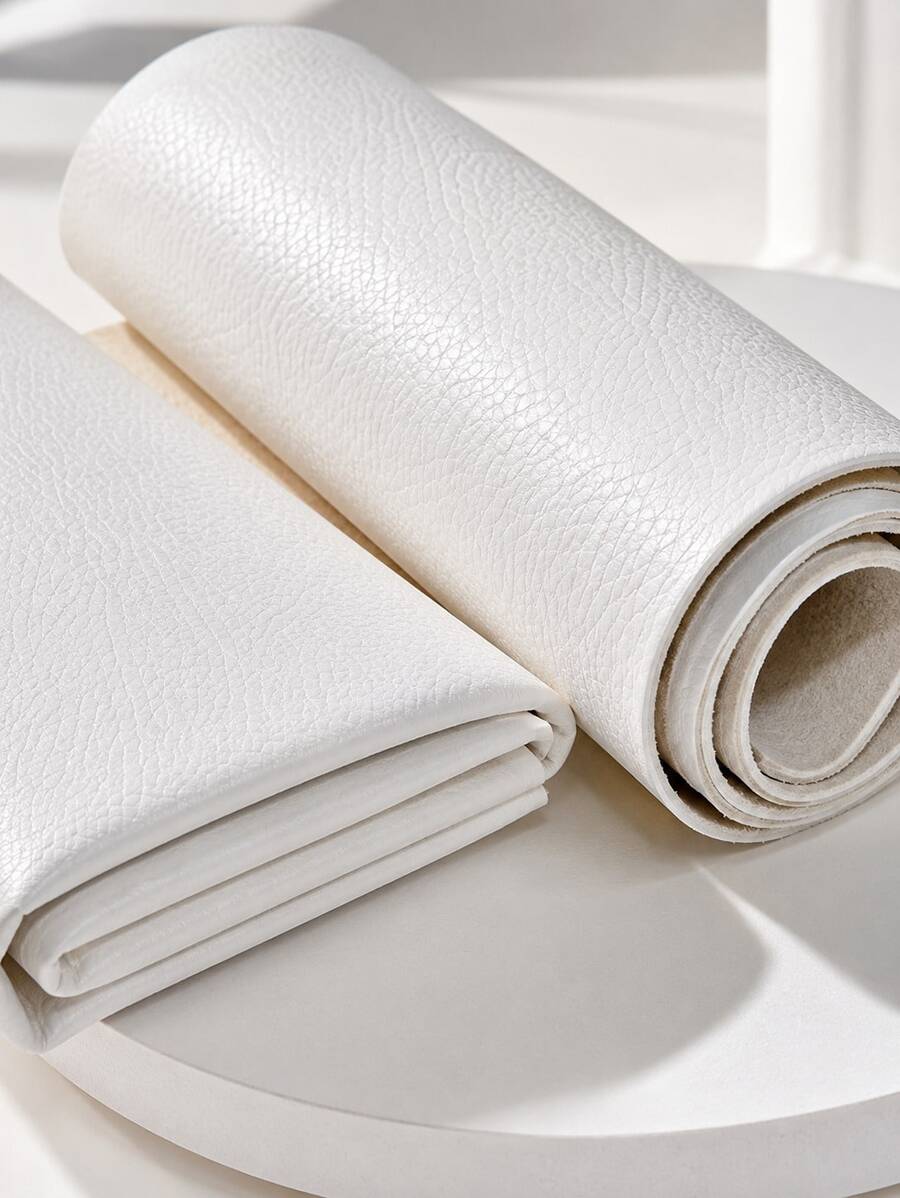 1 Piece Classic White Textured PU Leather – Thickened Brushed-Back Fabric; Suitable For Sofa Cushions, Seats, Bags, Upholstered Headboards, DIY Leather Garments, And Faux Leather Projects. - Multicolor - View 1