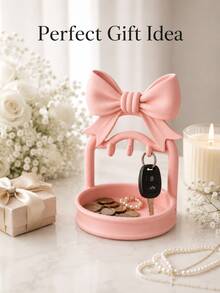 Haus Hana صينية مفاتيح أنيقة على شكل فيونكة، رف تخزين مفاتيح فاخر متعدد الوظائف مطبوع ثلاثي الأبعاد، رف فرز المجوهرات لديكور المدخل وغرفة المعيشة، صينية تخزين محمولة، رف تخزين معلق 2 في 1، ضروري للمنزل، هدايا عيد الميلاد - متعدد الألوان - مشاهدة 6