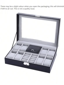 Multifunctional Desktop Watch Storage Box For Men Women Mechanical Watch Organizer, Black Watch Case, Dustproof, Waterproof, Scratchproof, Suitable For Collecting And Displaying Watches, Rings, Earrings, Necklaces - Multicolor - View 9