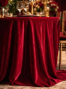 Single Side Thick Velvet Fabric, Gold Velvet Cloth For Stage Backdrop, Tablecloth, Meeting Curtain & Photography Background Decor - Red - View 3