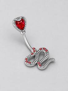 ROMWE 1 Ladies Stainless Steel Belly Button Nail Red Sexy Hottie Belly Button Ring - Silver - View 5