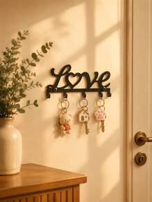 1pc Fashion Metal Key Hook - Wall-Mounted Key Rack Wall Decoration Bathroom Storage Fashion Modern Party Home Decor - Suitable For Living Room, Bedroom, Hallway, Office Universal - love - View 5