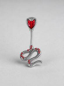 ROMWE 1 Ladies Stainless Steel Belly Button Nail Red Sexy Hottie Belly Button Ring - Silver - View 7