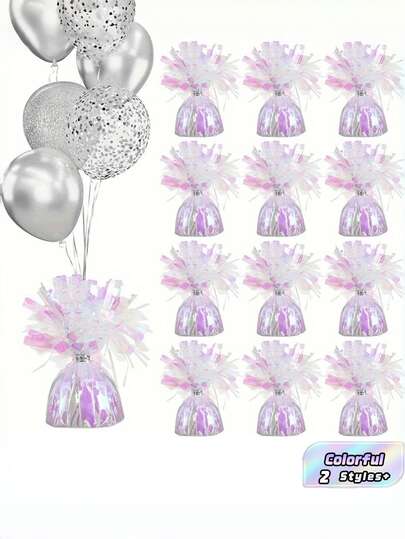 2/6 Pcs Thick Foil Balloon Weights, Colorful Balloon Holders, Table Decor Supplies For Birthday, Wedding & Helium Balloon DIY