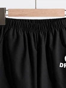 SHEIN 青少年男孩字母印花短袖T恤與長褲休閒日常2件套 - 彩色 - 查看 7