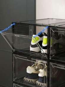 1PC Transparent Rigid Plastic Anti Oxidation Dustproof Stackable Display Storage Shoe Box Organizer For Home Sneaker Collection Lightweight Easy Assembly Durable Sturdy Clear View - View 3