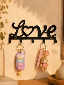 1pc Fashion Metal Key Hook - Wall-Mounted Key Rack Wall Decoration Bathroom Storage Fashion Modern Party Home Decor - Suitable For Living Room, Bedroom, Hallway, Office Universal - love - View 6