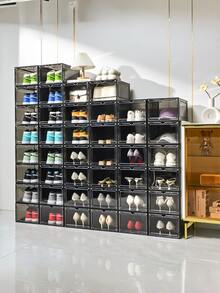1PC Transparent Rigid Plastic Anti Oxidation Dustproof Stackable Display Storage Shoe Box Organizer For Home Sneaker Collection Lightweight Easy Assembly Durable Sturdy Clear View - View 4