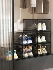 1PC Transparent Rigid Plastic Anti Oxidation Dustproof Stackable Display Storage Shoe Box Organizer For Home Sneaker Collection Lightweight Easy Assembly Durable Sturdy Clear View - View 5