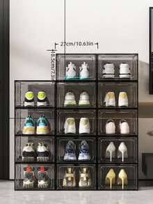 1PC Transparent Rigid Plastic Anti Oxidation Dustproof Stackable Display Storage Shoe Box Organizer For Home Sneaker Collection Lightweight Easy Assembly Durable Sturdy Clear View - View 2