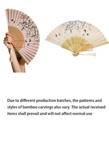 3/4/5pcs Classical Folding Fan, Handmade Bamboo Fan With Sakura Blossom Pattern And Tassel Decor - Elegant Gift For Women, Wedding Favor, Traditional Chinese Costume Accessory, Suitable For Spring/Summer, Wedding Decor And Home Display - Multicolor - View 4