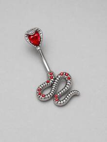 ROMWE 1 Ladies Stainless Steel Belly Button Nail Red Sexy Hottie Belly Button Ring - Silver - View 3