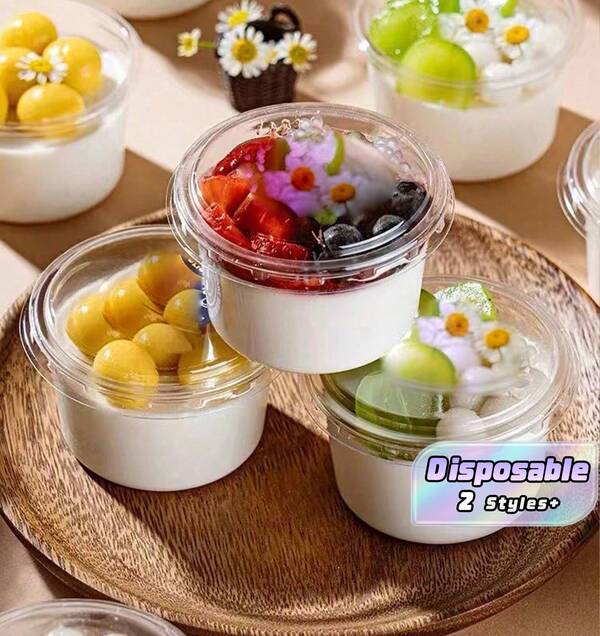 10 Out Of 50 Clear Dessert Cups With Lids, Suitable For Cakes, Mousses, Ice Cream, Party Supply Sets, And Halloween And Christmas Party Supplies