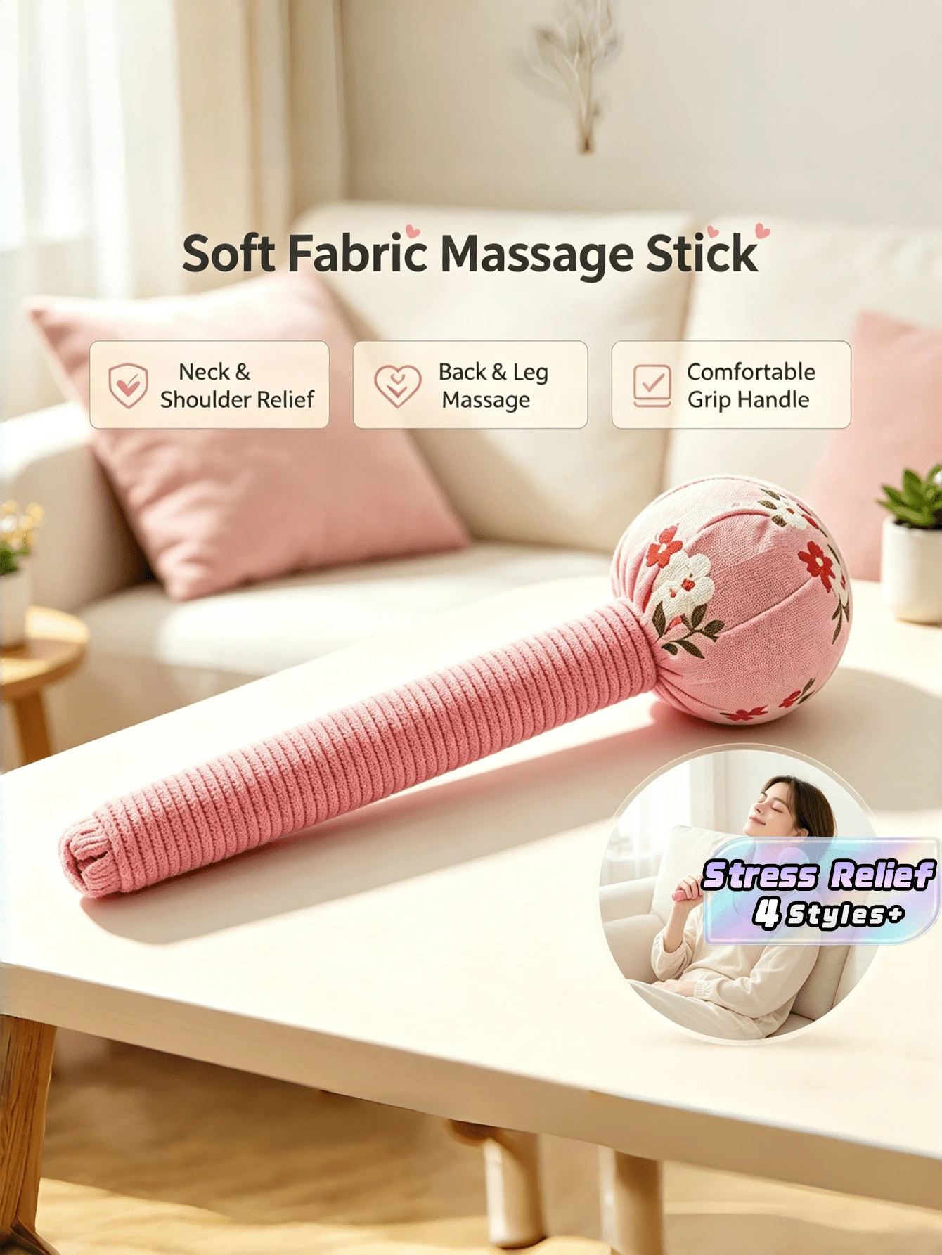 Handheld Wooden Body Massager Cane, Trigger Point Therapy Roller Stick, Sore Muscle Recovery & Tension Release Tool, Daily Fatigue Relief Aids, Home Spa Health Care - Multicolor - View 1