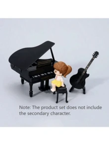 Mini Piano Guitar Gift Box Set, Realistic Piano & Guitar, Doll House Decor, Miniature Model, White & Black Mini Grand Piano Decoration - multicolor - View 6