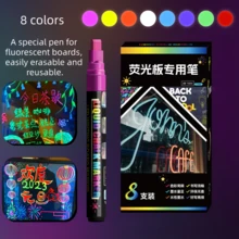 Newly Designed Erasable Fluorescent Whiteboard Pen, Thick Tip, Large Capacity, Business Blackboard, Eye-Catching Pen, Doodle Pen - Sets - View 2