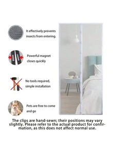 Pintu Layar Magnetik - Desain Tanpa Sambungan dan Perekat Otomatis, Tahan Serangga Kuat, & Ramah Hewan Peliharaan, Mudah Masuk dan Keluar Tanpa Menggunakan Tangan, Mencegah Serangga Masuk Sambil Membiarkan Udara Segar Masuk, Sempurna Untuk Teras, Balkon, Pintu Kaca Geser, Dapur, Ruang Tamu, Jaring Tak Terlihat - black - View 6