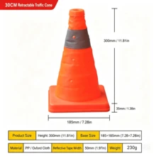 4pcs Foldable Traffic Cone With Reflective Stripes, Telescopic Design With Light For Night Use, Car Emergency Road Barrier Pillar - Multicolor - View 8