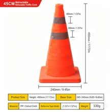 4pcs Foldable Traffic Cone With Reflective Stripes, Telescopic Design With Light For Night Use, Car Emergency Road Barrier Pillar - Multicolor - View 7