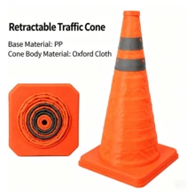 4pcs Foldable Traffic Cone With Reflective Stripes, Telescopic Design With Light For Night Use, Car Emergency Road Barrier Pillar - Multicolor - View 6