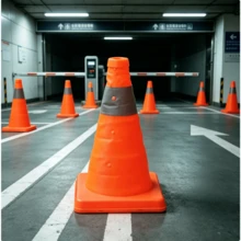 4pcs Foldable Traffic Cone With Reflective Stripes, Telescopic Design With Light For Night Use, Car Emergency Road Barrier Pillar - Multicolor - View 4