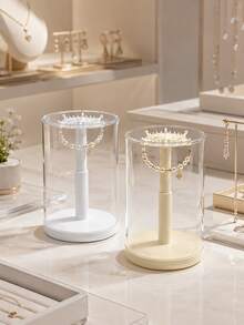 Zazumi 多場合適用 1件裝 壓克力珠寶展示收納架，透明圓頂蓋、圓柱形、可旋轉掛鉤，精緻桌面外觀，適合美學生活愛好者與居家收納愛好者 - 默認 - 查看 2