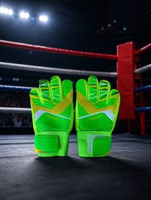 1 Pair Adult Soccer Goalkeeper Gloves With Finger Protection, Anti-Slip Wear Resistant Training Goalie Protective Gear - Green - View 2