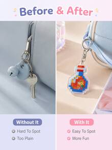 Joivida 1/3pcs Cute Pixel Acrylic Potion Bottle Keychain, Mini Game Style Bag Charm Pendant For Backpack, Purse, Keys, Travel, Daily Use & Gift - Multicolor - View 12