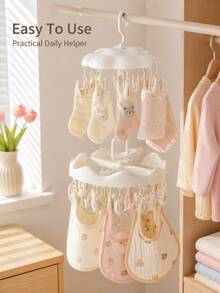 Joivida Cloud Shaped Rotatable PP Clothes Drying Rack With Multi Clips, Windproof Design For Socks And Small Undergarments, Multiple Clip Quantity Options For Household Laundry Drying Storage. - Multicolor - View 6
