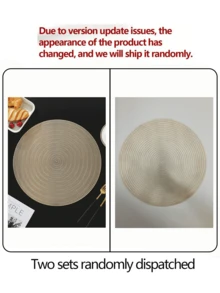 Hotel/Restaurant Round Placemats, PVC Non-Slip Waterproof Table Mats, Gold/Silver Heat Insulation Coasters, Washable, Protect Surface, Suitable For Wedding, Christmas, Party, Home Kitchen Dining Decor - Multicolor - View 13