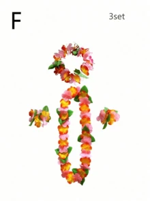 Hawaiian Flower Garlands Set, Hawaiian Leis Necklace, Hawaii Garland Necklace, Tropical Hawaii Flower Theme Party Favors, Tropical Hibiscus Flowers For Summer Pool Parties And Hawaii Theme Parties, For Decoration Fancy Dress - Style F - View 8