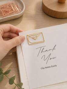 Haus Hana 1/3PCS 3x1.8cm Envelope-Shaped Steel Wire Paper Clip With Heart Detail, Cute Gold Or Rose Gold Decorative Bookmark And Document Holder, Minimalist Stationery Accessory For Planners, Journals, Photos, Notes, Office, School, Scrapbooking And Gifts - View 5
