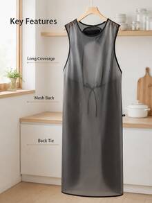 Madebyblanc 1pc Lightweight PU Kitchen Apron, Modern Solid Color Sleeveless Cooking Bib With Cross-Back Or Waist-Tie Design And Practical Pockets, Black Or White Work Apron For Cooking, Baking, Dishwashing, Cleaning, Cafe, Restaurant And Daily Home Use - Multicolor - View 6