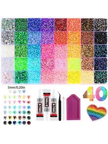 40 Colors Resin Jelly Rhinestones, For Making Dazzling 3mm/4mm/5mm Flat Back Gems, With Tweezers, Suitable For DIY Clothing, Shoes, Dazzling Kits, Diamond Art Supplies, Shiny Decorations, Crafts, Cups, Diamond Painting Decor And More - Multicolor - View 12