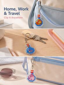 Joivida 1/3pcs Cute Pixel Acrylic Potion Bottle Keychain, Mini Game Style Bag Charm Pendant For Backpack, Purse, Keys, Travel, Daily Use & Gift - Multicolor - View 11