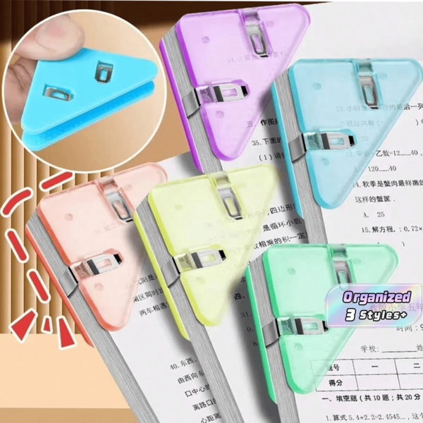 Multifunctional Creative Right Angle Triangle Corner Clip, Office Stationery Bookclip, Test Paper Anti-Roll Clip, File Memo Clip Edge Corner Clip, Storage Data Ticket Clip (Random Color), School Supplies,Back To School