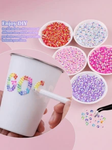 40 Colors Resin Jelly Rhinestones, For Making Dazzling 3mm/4mm/5mm Flat Back Gems, With Tweezers, Suitable For DIY Clothing, Shoes, Dazzling Kits, Diamond Art Supplies, Shiny Decorations, Crafts, Cups, Diamond Painting Decor And More - Multicolor - View 3