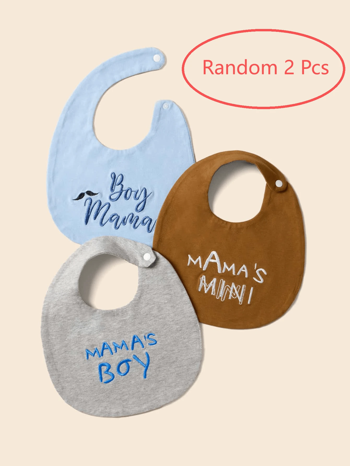 2pcs Baby Random Letter Embroidery Bib - Multicolor - View 1