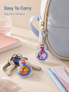 Joivida 1/3pcs Cute Pixel Acrylic Potion Bottle Keychain, Mini Game Style Bag Charm Pendant For Backpack, Purse, Keys, Travel, Daily Use & Gift - Multicolor - View 7
