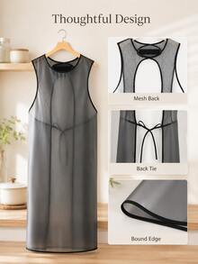 Madebyblanc 1pc Lightweight PU Kitchen Apron, Modern Solid Color Sleeveless Cooking Bib With Cross-Back Or Waist-Tie Design And Practical Pockets, Black Or White Work Apron For Cooking, Baking, Dishwashing, Cleaning, Cafe, Restaurant And Daily Home Use - Multicolor - View 2