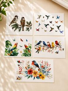 Haus Hana 1 Pc Bird Window Stickers, Floral Butterfly Hummingbird & Parrot Wall Decals, Removable Peel-And-Stick Nature Decor For Glass, Windows, Balcony, Living Room, Bedroom, Kids Room, Garden View, Spring Home Decoration & Gift - multicolor - View 4