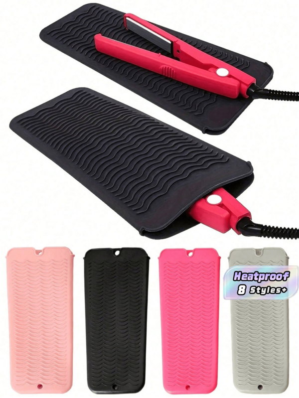 Tapete de Silicone Resistente ao Calor Suspenso, Bolsa Organizadora de Cosméticos com Bolsa de Armazenamento para Chapinha, Mini Bolsa para Chapinha, Modelador de Cachos, Ferramentas de Salão, Suporte para Pincéis de Maquiagem de Viagem, Recipiente de Cosméticos, Essenciais de Viagem