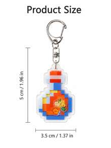 Joivida 1/3pcs Cute Pixel Acrylic Potion Bottle Keychain, Mini Game Style Bag Charm Pendant For Backpack, Purse, Keys, Travel, Daily Use & Gift - Multicolor - View 4