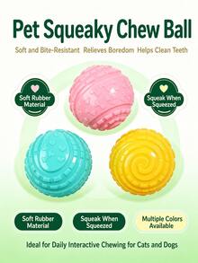 Six Bone-Patterned, Squeaky Dog ​​Balls, Dog Training Toys, Durable Ball Toys, Compatible With Dog Ball Launchers, High-Elasticity Dog ​​Balls, Suitable For Interactive Play, Puppy Chew Balls. - Bone multi-color - View 3
