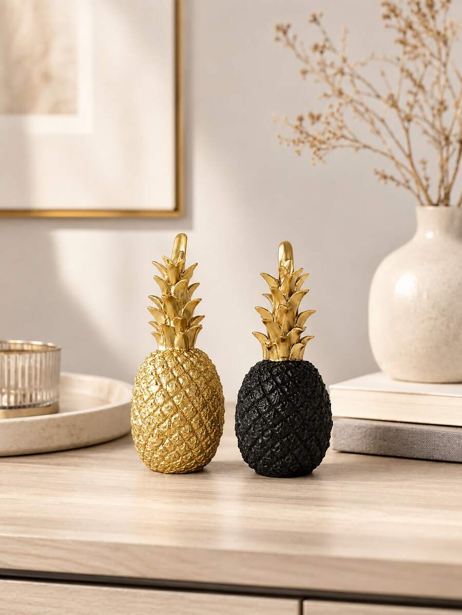 Cirelle 1Pc Minimalist Pineapple Sculpture Ornament, Modern Fruit Shape Tabletop Figurine, Modern Aesthetic Desk Decor, Simple Tabletop Decor, Neutral Home Decor,For Apartment Office Bookshelf - default - View 1