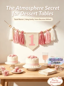 1pc Handmade Boho Yarn Tassel Garland Banner Birthday Party Decor Set For High Chair Wall Hanging Home Decoration - Multicolor - View 1