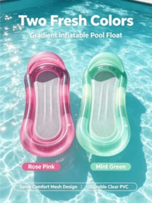 Gradient Transparent Mesh Inflatable Water Hammock Float With Pillow, PVC Floating Lounge Raft, Summer Beach Pool Party Inflatable Swimming Seat For Adults - Solid Color Gradient - View 6