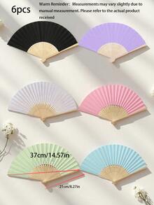 Portable Foldable Bamboo Hand Fan, Decorative Fan For Summer Outdoor Wedding Party Church Decor, Home Decor, Commute, Elegant Ladies Gift, Fashion Accessory, - Multicolor - View 17