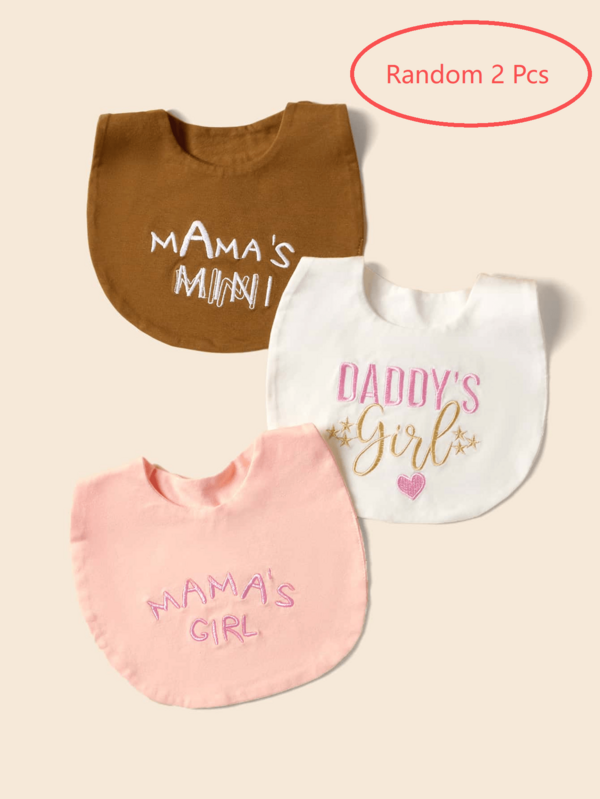 2pcs Baby Random Color Letter Embroidered Bib